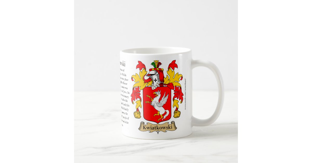 Kwiatkowski The Origin The Meaning And The Crest Coffee Mug Zazzle Com