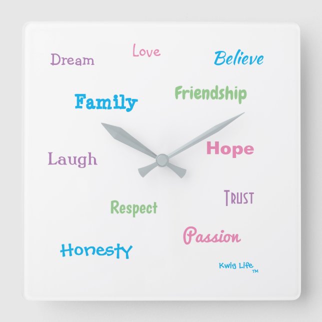 Kwig Life TM Square Wall Clock (Front)
