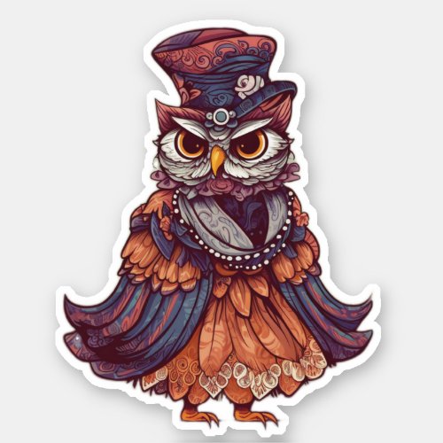 Kwisty Who Boo Whimsical Royal Majestic Owl Sticker