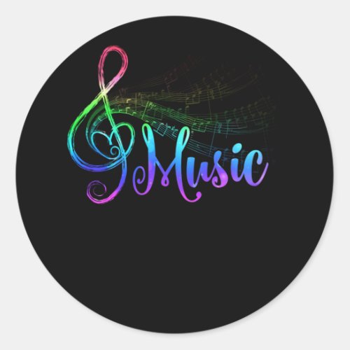 ky Colorful Music Treble Clef Musical Note Classic Round Sticker