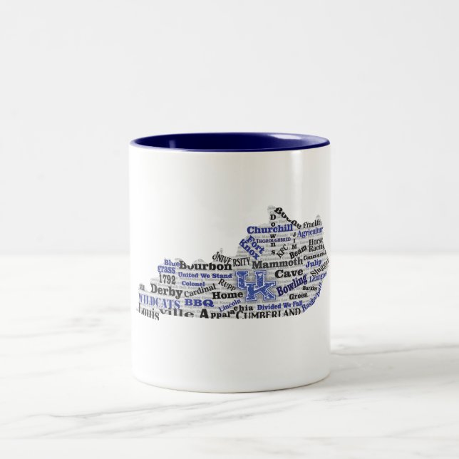 KY Word Cloud (V1 Blue) Two-Tone Coffee Mug (Center)