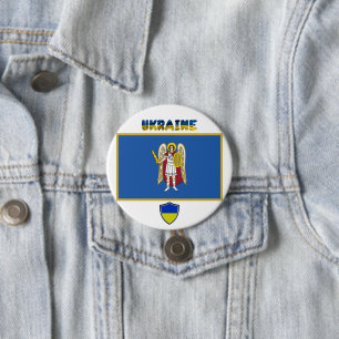 Kyiv city and Ukrainian flag Button