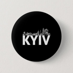 Kyiv Ukraine Europe City Skyline Silhouette Outlin Button