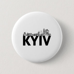 Kyiv Ukraine Europe City Skyline Silhouette Outlin Button