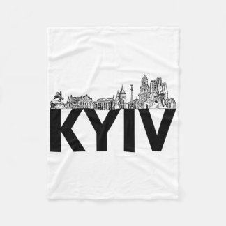 Kyiv Ukraine Europe City Skyline Silhouette Outlin Fleece Blanket