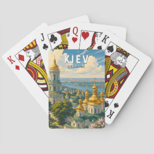 Kyiv Ukraine Illustration Travel Art Vintage Poker Cards