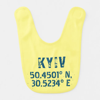 Kyiv Ukraine Latitude & Longitude Distressed Baby Bib