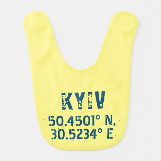 Kyiv Ukraine Latitude & Longitude Distressed  Baby Bib (Front)