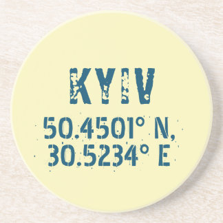 Kyiv Ukraine Latitude & Longitude Distressed Coaster