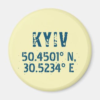 Kyiv Ukraine Latitude & Longitude Distressed Magnet
