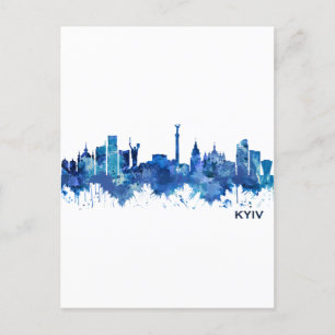 Kyiv Ukraine Skyline Blue Holiday Postcard