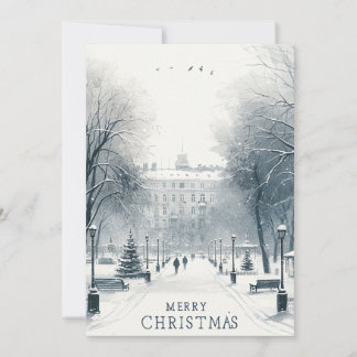 Kyiv Winter Wonderland - Minimalistic Watercolor Holiday Card