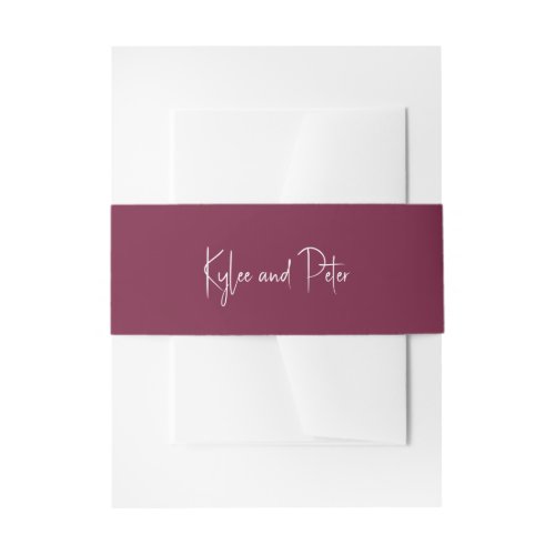 Kylee Burgundy Traditional Elegant Wedding Invitation Belly Band