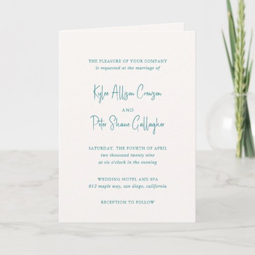 Kylee Green Traditional Elegant Wedding Invitation