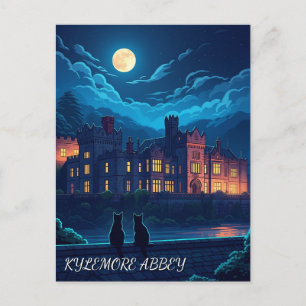 Kylemore Abbey Ireland cats at Night Postcard