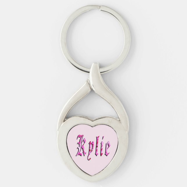 "Kylie" Floral Pink Kylie Name, Keychain (Front)