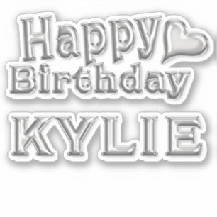 Kylie Happy Birthday silver stickers