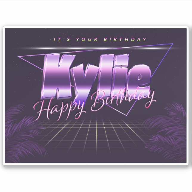 Kylie Name First name lila retro Sticker Birthday (Front)
