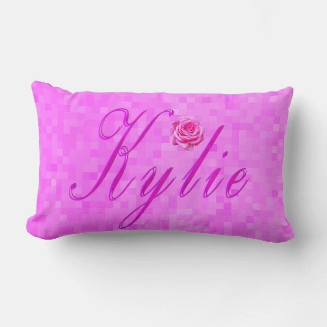 Kylie Name Logo On Pink Lumbar Pillow (Front)