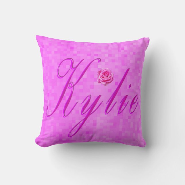 Kylie Name Logo On Pink Throw Pillow (Front)