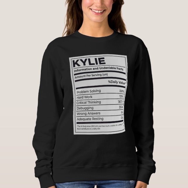 Kylie Nutrition Information Problem Solving Hard W Sweatshirt (Front)