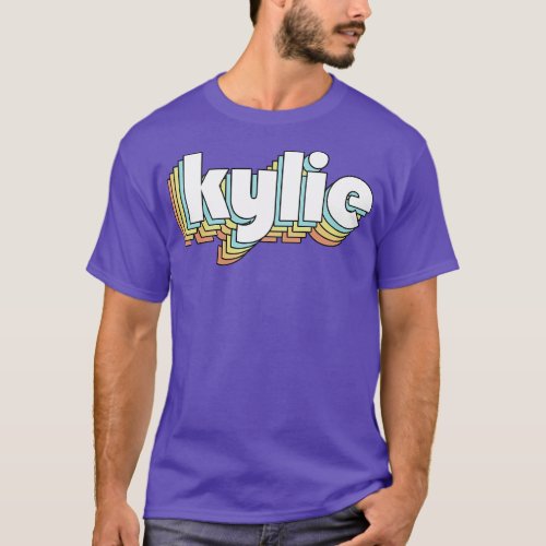 Kylie Retro Rainbow Typography Faded Style T_Shirt