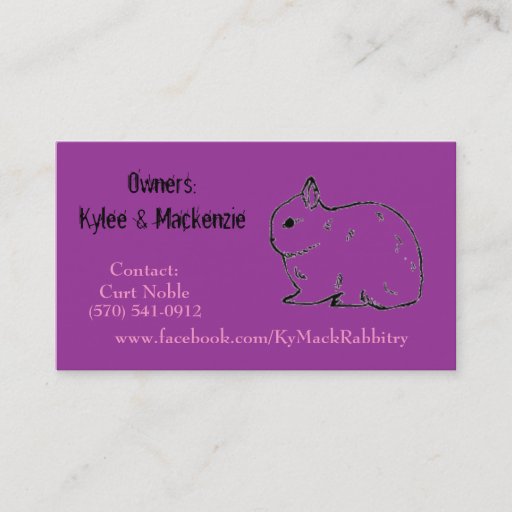 Customizable KyMack Rabbitry Business Card