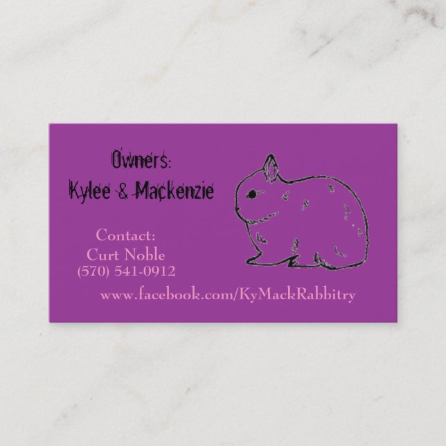 KyMack Rabbitry Business Card (Front)