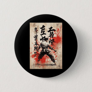 Kyokushin Karate Japanese Calligraphy Martial Arts Button