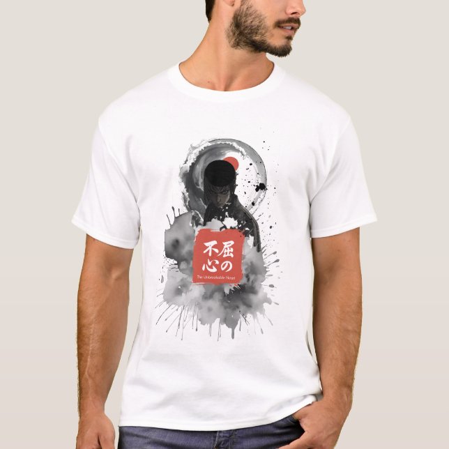 Kyokushin Sumi-E Warrior Ink Art Inspiration Kanji T-Shirt (Front)