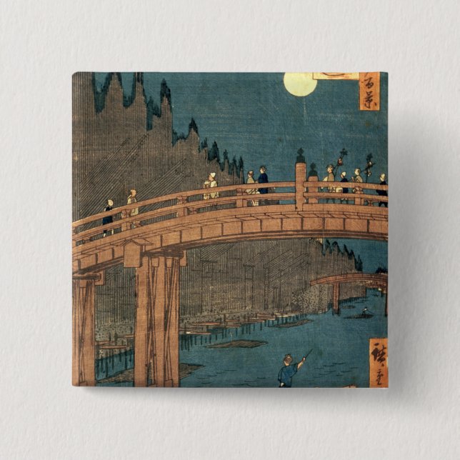 Kyoto bridge by moonlight button (Front)