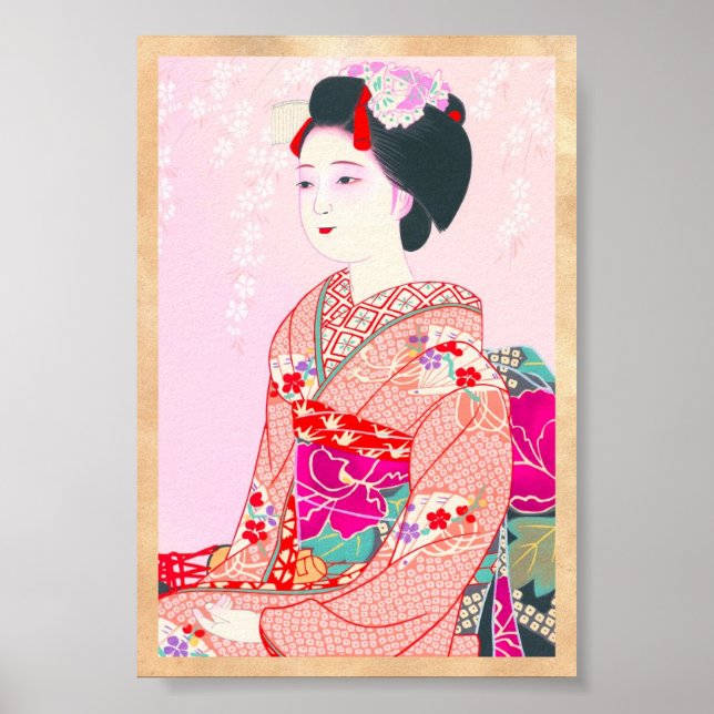 Kyoto Brocade, Four Leaves - Spring japanese lady Poster (Front)
