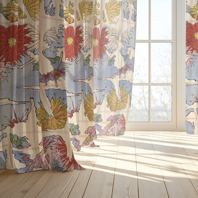 Kyoto-Inspired Abstract Floral Textile Sheer Curtains (Creator Uploaded)
