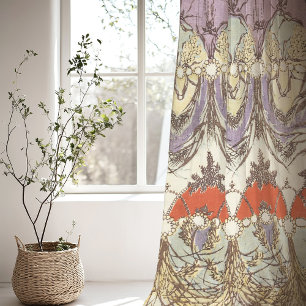 Kyoto-Inspired Ornate Floral Geometric Pattern Sheer Curtains
