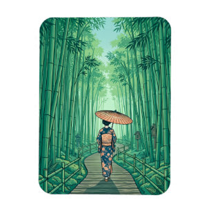 Kyoto Japan Bamboo Forest Vintage Travel Magnet