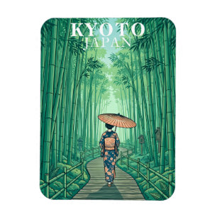 Kyoto Japan Bamboo Forest Vintage Travel Magnet