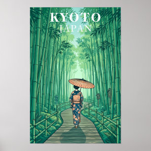 Kyoto Japan Bamboo Forest Vintage Travel Poster