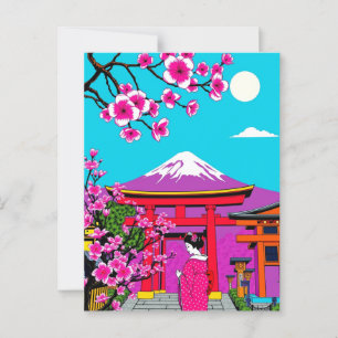 Kyoto, Japan Bright Geisha Art Travel  Postcard