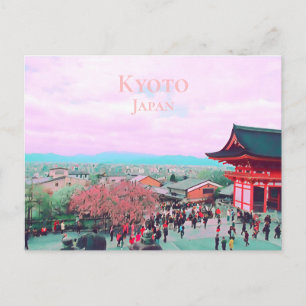 Kyoto Japan Cherry blossom at shrine travel print Postcard