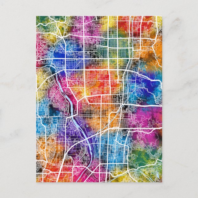 Kyoto Japan City Map Postcard (Front)