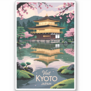 Kyoto Japan Kinkaku-ji Illustration Travel Art Vin Sticker