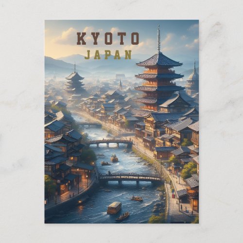 Kyoto Japan Landscape Travel Vintage Postcard