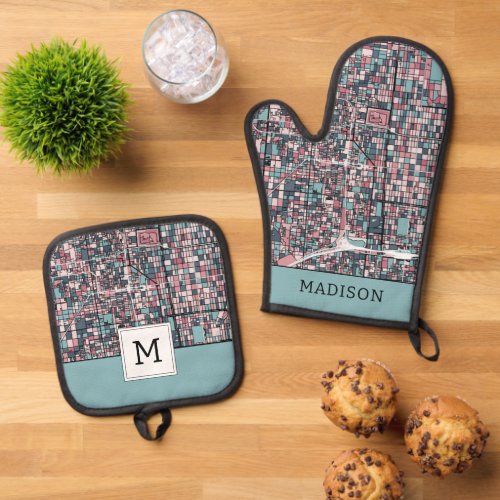 Kyoto Japan Map Oven Mitt  Pot Holder Set