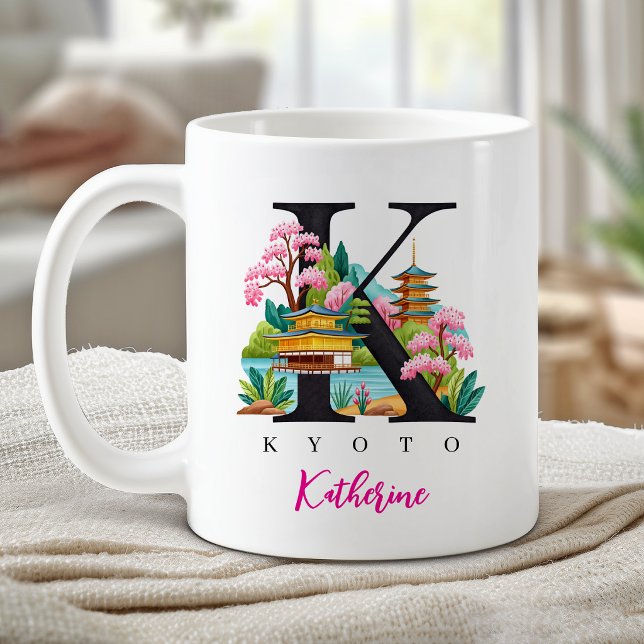 Kyoto Japan Monogram Letter K Personalized Gift Coffee Mug (Kyoto Japan Monogram Letter K Personalized Gift Coffee Mug)