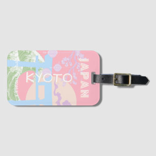 Kyoto Japan Travel Art, Pink Pastel Travel Art Luggage Tag