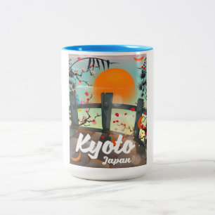 Kyoto Japan travel poster Two-Tone Coffee Mug