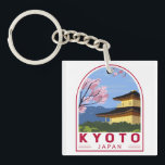 Kyoto Japan Travel Retro Travel Emblem Keychain<br><div class="desc">Kyoto vector art design. It's famous for its numerous classical Buddhist temples,  as well as gardens,  imperial palaces,  Shinto shrines and traditional wooden houses.</div>