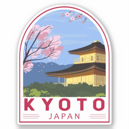 Kyoto Japan Travel Retro Travel Emblem Sticker