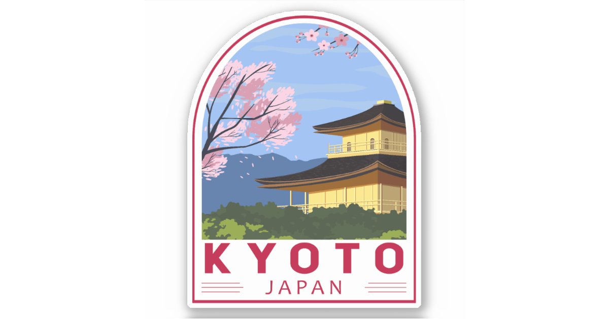 Kyoto Japan Travel Retro Travel Emblem Sticker | Zazzle