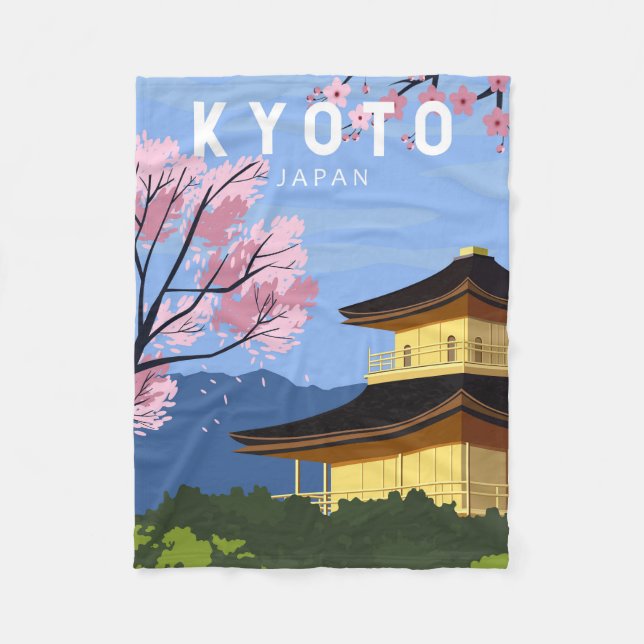 Kyoto Japan Travel Vintage Art Fleece Blanket (Front)